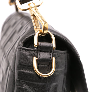 Fendi Zucca Embossed Leather Baguette Satchel