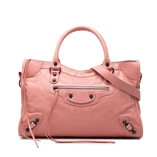 Balenciaga Lambskin Motocross Classic City Satchel