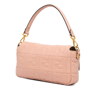 Fendi Zucca Embossed Leather Baguette Satchel
