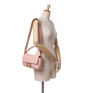 Fendi Zucca Embossed Leather Baguette Satchel