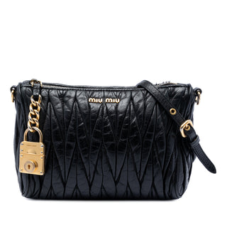 Miu Miu Matelasse Nappa Lux Charm Shoulder Bag