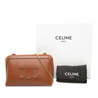 Celine Smooth Calfskin Cuir Triomphe Clutch on Chain