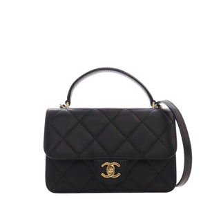 Chanel Mini Quilted Lambskin Top Handle Flap