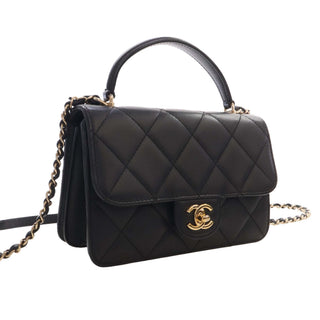 Chanel Mini Quilted Lambskin Top Handle Flap