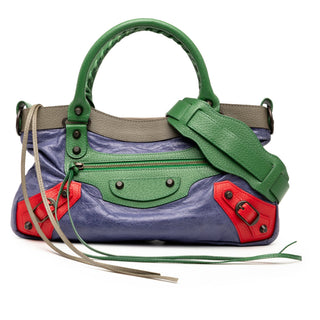 Balenciaga Multicolor Lambskin Motocross Classic First Satchel