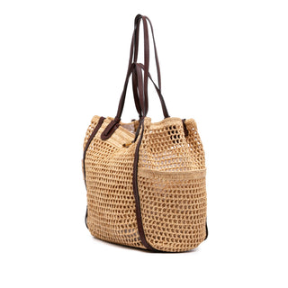 Chloé Small Raffia Embroidered Logo Iconic Tote