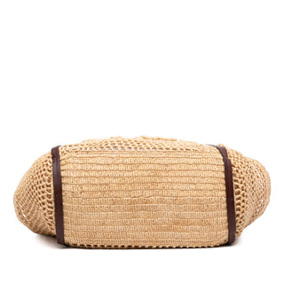 Chloé Small Raffia Embroidered Logo Iconic Tote