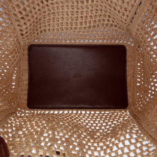 Chloé Small Raffia Embroidered Logo Iconic Tote