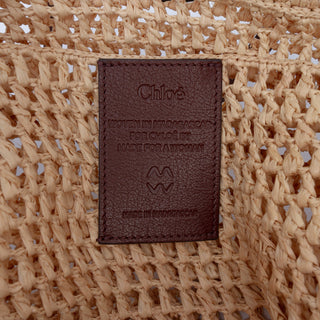 Chloé Small Raffia Embroidered Logo Iconic Tote