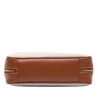 Miu Miu Large Canvas and Leather Logo Beau Handbag