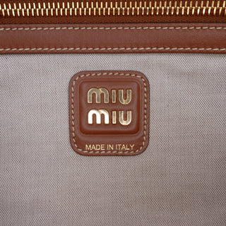 Miu Miu Large Canvas and Leather Logo Beau Handbag