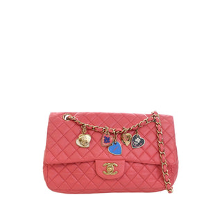 Chanel Medium Classic Lambskin Valentines Heart Charms Single Flap