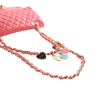 Chanel Medium Classic Lambskin Valentines Heart Charms Single Flap