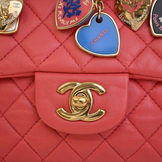 Chanel Medium Classic Lambskin Valentines Heart Charms Single Flap