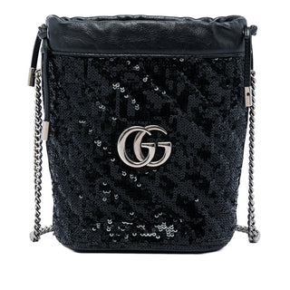 Gucci Small GG Marmont Sequined Diagonal Matelasse Calfskin Bucket Bag