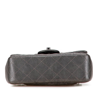 Chanerl Mini Rectangular Classic Metallic Caviar Single Flap