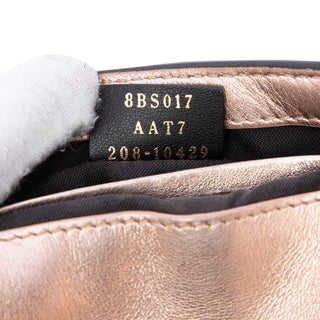 Fendi Mini Zucca Embossed Metallic Leather Baguette Satchel
