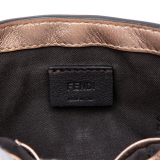 Fendi Mini Zucca Embossed Metallic Leather Baguette Satchel