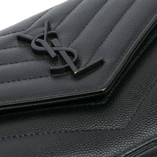 Ysl Grain De Poudre Chevron Monogram Envelope Chain Wallet