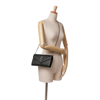 Ysl Grain De Poudre Matelasse Chevron Monogram Chain Wallet