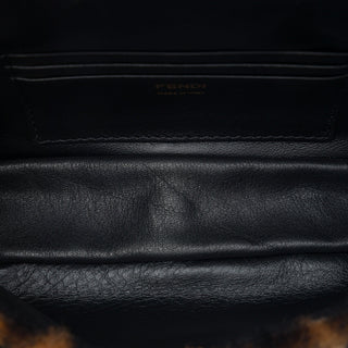 Fendi Mini Zucca Shearling Chain Baguette Satchel