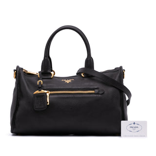 Prada Vitello Daino Zip Top Satchel