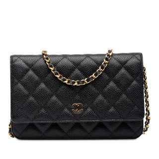 Chanel CC Quilted Caviar Wallet on Chain