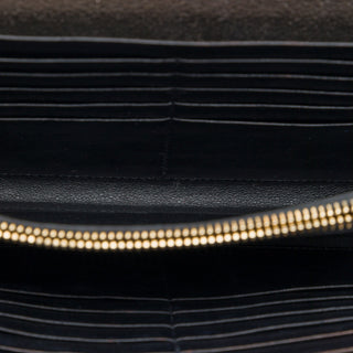 Saint Laurent Metallic Grain De Poudre Matelasse Chevron Monogram Chain Wallet