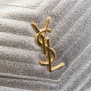Saint Laurent Metallic Grain De Poudre Matelasse Chevron Monogram Chain Wallet