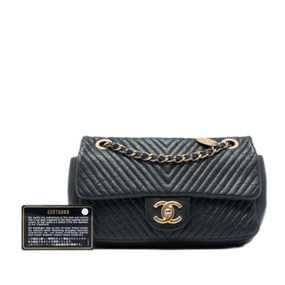 Chanel Small Chevron Wrinkled Calfskin Medallion Charm Surpique Flap