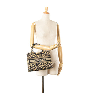 Dior Mizza Small Embroidered Canvas Leopard Book Tote