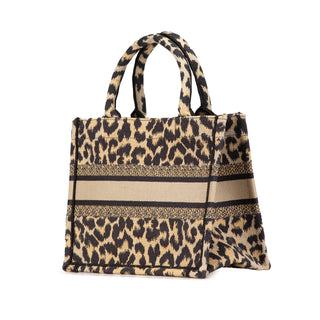 Dior Mizza Small Embroidered Canvas Leopard Book Tote