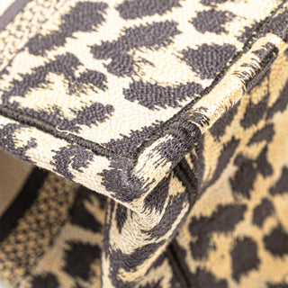 Dior Mizza Small Embroidered Canvas Leopard Book Tote