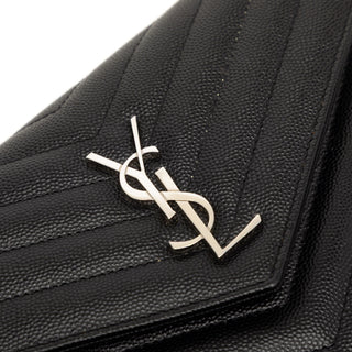 Saint Laurent Grain de Poudre Cassandre Envelope Chain Wallet