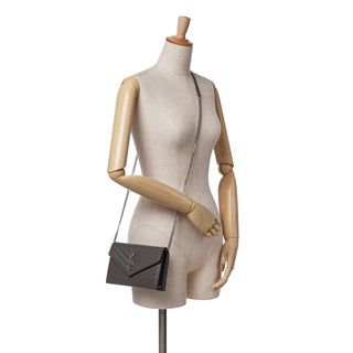 Ysl Grain De Poudre Chevron Monogram Envelope Chain