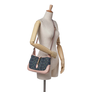 Gucci Small GG Embroidered Denim Floral Jackie 1961 Crossbody