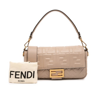 Fendi zuucca Embossed Leather Baguette Satchel