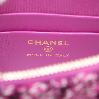 Chanel Mini CC Quilted Tweed Clutch with Chain