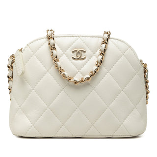 Chanel Mini CC Quilted Caviar Dome Clutch with Chain