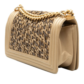 Chanel Old Medium Braided Metallic Lambskin Boy Flap