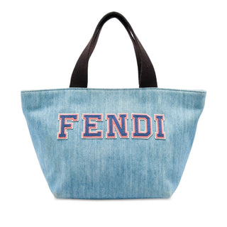 Fendi Mini Denim Embroidered Logo Tote