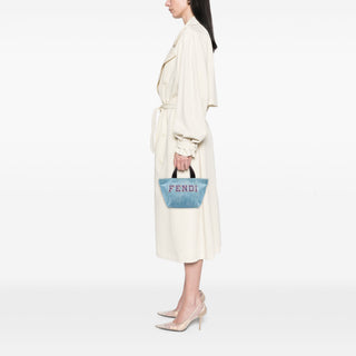 Fendi Mini Denim Embroidered Logo Tote
