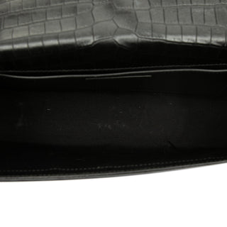 Saint Laurent Medium Croc Embossed Leather Monogram Kate Tassel Crossbody