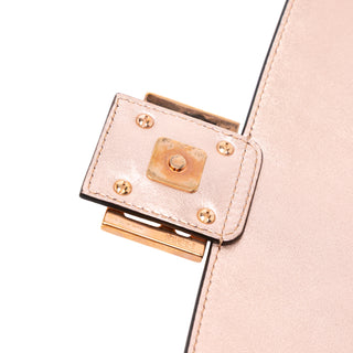 Fendi Zucca Embossed Metallic Leather Baguette Satchel