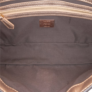 Fendi Zucca Embossed Metallic Leather Baguette Satchel
