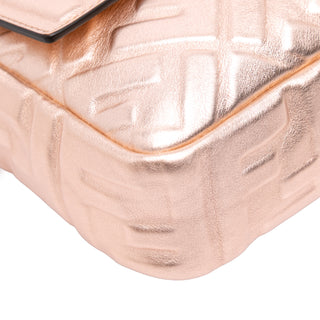 Fendi Zucca Embossed Metallic Leather Baguette Satchel