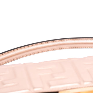 Fendi Zucca Embossed Metallic Leather Baguette Satchel