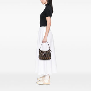 Fendi Zucca Canvas Double Flap Shoulder Bag