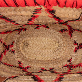 Loewe Small Raffia Animal Embroidered Basket Tote