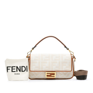 Fendi Medium Embroidered Canvas Baguette
